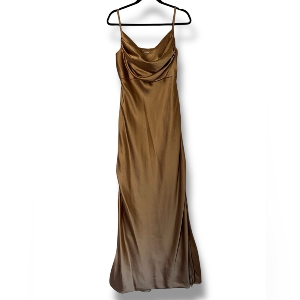 Revelry Skye Satin Cowl Neck Maxi Bridesmaid Dress